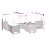 7 részes fekete polyrattan kerti ülőgarnitúra párnával