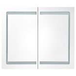 fényes fekete LED-es tükrös fürdőszobaszekrény 80 x 12 x 68 cm