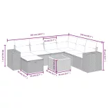 8 részes bézs polyrattan kerti ülőgarnitúra párnával