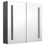 betonszürke LED-es tükrös fürdőszobaszekrény 62 x 14 x 60 cm