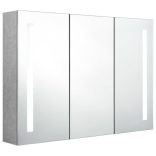 betonszürke LED-es tükrös fürdőszobaszekrény 89 x 14 x 62 cm
