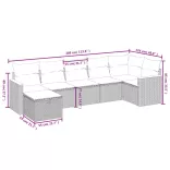 7 részes fekete polyrattan kerti ülőgarnitúra párnával