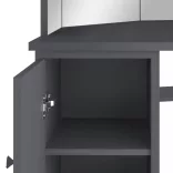 szürke sarok fésülködőasztal LED világítással 111x54x141,5 cm