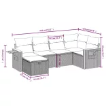 7 részes fekete polyrattan kerti ülőgarnitúra párnával