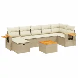 8 részes bézs polyrattan kerti ülőgarnitúra párnával