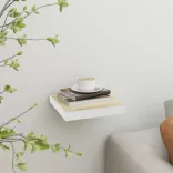 tölgyszínű és fehér MDF lebegő fali polc 23 x 23,5 x 3,8 cm