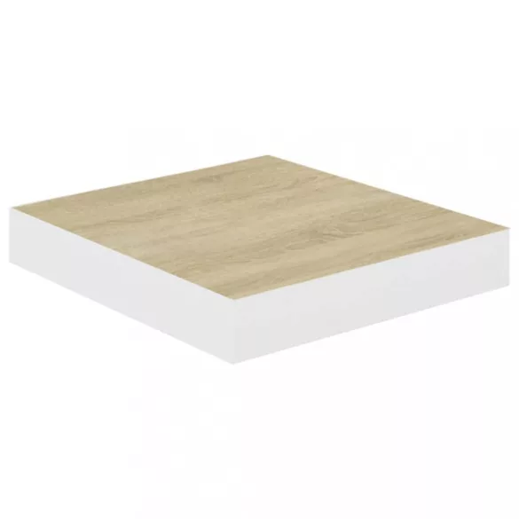 tölgyszínű és fehér MDF lebegő fali polc 23 x 23,5 x 3,8 cm
