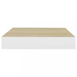 tölgyszínű és fehér MDF lebegő fali polc 23 x 23,5 x 3,8 cm