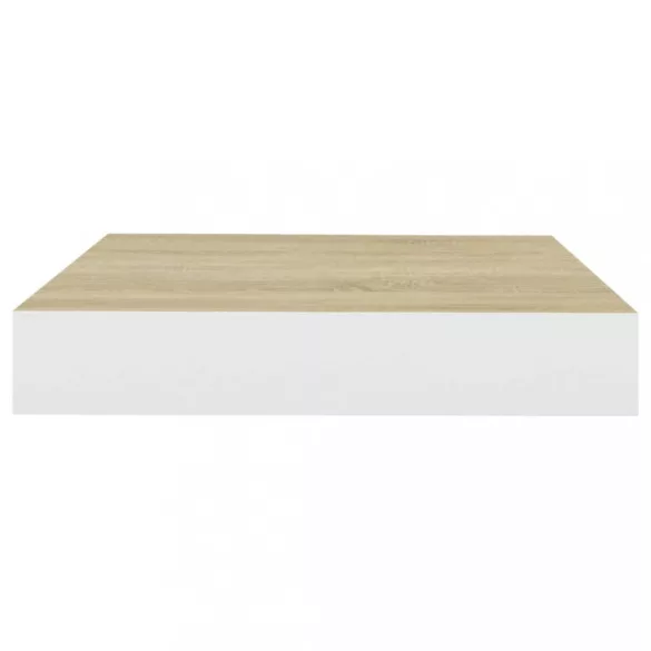tölgyszínű és fehér MDF lebegő fali polc 23 x 23,5 x 3,8 cm