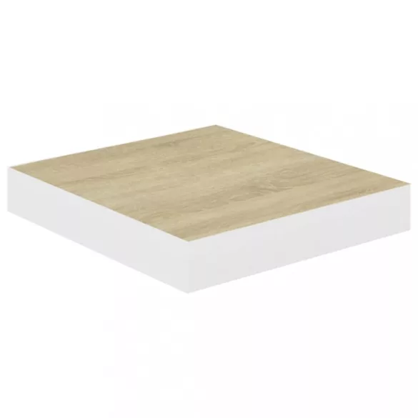 2 db tölgyszínű és fehér MDF lebegő fali polc 23x23,5x3,8 cm