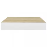 2 db tölgyszínű és fehér MDF lebegő fali polc 23x23,5x3,8 cm