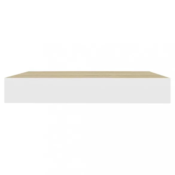 2 db tölgyszínű és fehér MDF lebegő fali polc 23x23,5x3,8 cm