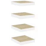 4 db tölgyszínű és fehér MDF lebegő fali polc 23x23,5x3,8 cm