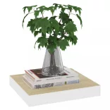 4 db tölgyszínű és fehér MDF lebegő fali polc 23x23,5x3,8 cm