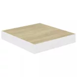 4 db tölgyszínű és fehér MDF lebegő fali polc 23x23,5x3,8 cm