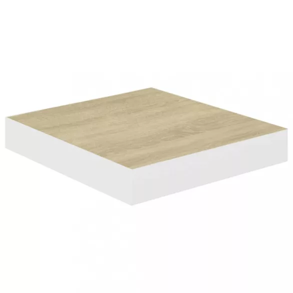 4 db tölgyszínű és fehér MDF lebegő fali polc 23x23,5x3,8 cm