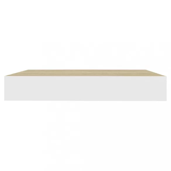 4 db tölgyszínű és fehér MDF lebegő fali polc 23x23,5x3,8 cm