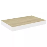 2 db tölgyszínű és fehér MDF lebegő fali polc 40 x 23 x 3,8 cm