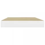 2 db tölgyszínű és fehér MDF lebegő fali polc 40 x 23 x 3,8 cm