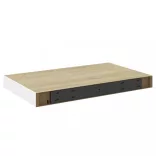 2 db tölgyszínű és fehér MDF lebegő fali polc 40 x 23 x 3,8 cm