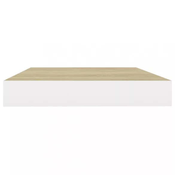 4 db tölgyszínű és fehér MDF lebegő fali polc 40 x 23 x 3,8 cm