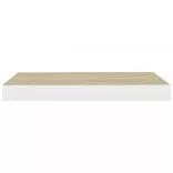 4 db tölgyszínű és fehér MDF lebegő fali polc 40 x 23 x 3,8 cm