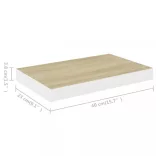 4 db tölgyszínű és fehér MDF lebegő fali polc 40 x 23 x 3,8 cm