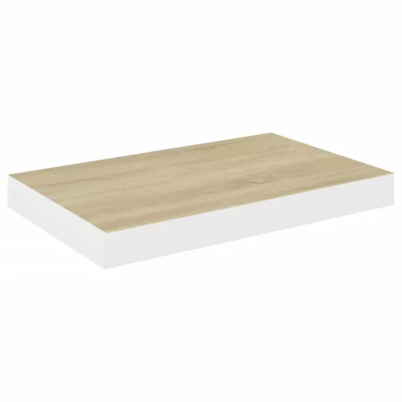 2 db tölgyszínű és fehér MDF lebegő fali polc 50 x 23 x 3,8 cm