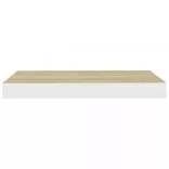 2 db tölgyszínű és fehér MDF lebegő fali polc 50 x 23 x 3,8 cm