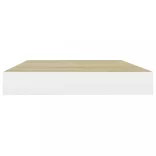 2 db tölgyszínű és fehér MDF lebegő fali polc 50 x 23 x 3,8 cm