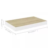 4 db tölgyszínű és fehér MDF lebegő fali polc 50 x 23 x 3,8 cm
