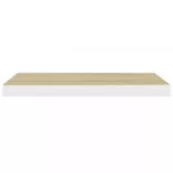 tölgyszínű és fehér MDF lebegő fali polc 60 x 23,5 x 3,8 cm