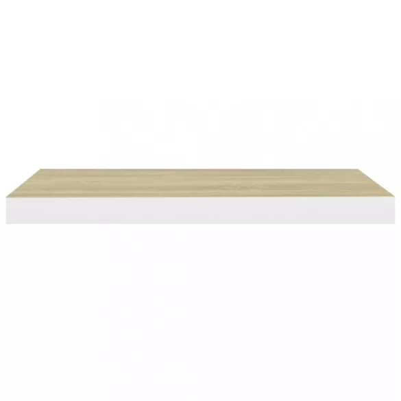tölgyszínű és fehér MDF lebegő fali polc 60 x 23,5 x 3,8 cm
