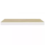2 db tölgyszínű és fehér MDF lebegő fali polc 60x23,5x3,8 cm