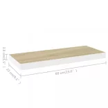 4 db tölgyszínű és fehér MDF lebegő fali polc 60x23,5x3,8 cm