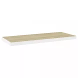 2 db tölgyszínű és fehér MDF lebegő fali polc 80x23,5x3,8 cm