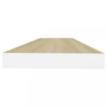 2 db tölgyszínű és fehér MDF lebegő fali polc 80x23,5x3,8 cm