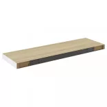 2 db tölgyszínű és fehér MDF lebegő fali polc 80x23,5x3,8 cm