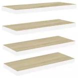 4 db tölgyszínű és fehér MDF lebegő fali polc 80x23,5x3,8 cm