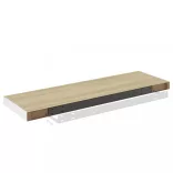 4 db tölgyszínű és fehér MDF lebegő fali polc 80x23,5x3,8 cm