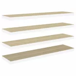 4 db fehér-tölgyszínű MDF lebegő fali polc 90 x 23,5 x 3,8 cm