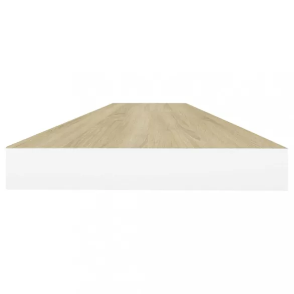 4 db fehér-tölgyszínű MDF lebegő fali polc 90 x 23,5 x 3,8 cm
