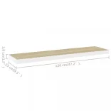4 db tölgyszínű és fehér MDF lebegő fali polc 120x23,5x3,8 cm