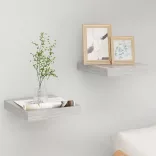 2 db betonszürke MDF lebegő fali polc 23 x 23,5 x 3,8 cm