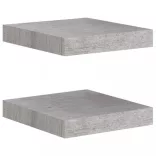 2 db betonszürke MDF lebegő fali polc 23 x 23,5 x 3,8 cm