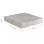 2 db betonszürke MDF lebegő fali polc 23 x 23,5 x 3,8 cm