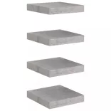 4 db betonszürke MDF lebegő fali polc 23 x 23,5 x 3,8 cm