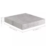 4 db betonszürke MDF lebegő fali polc 23 x 23,5 x 3,8 cm