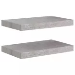 2 db betonszürke MDF lebegő fali polc 40 x 23 x 3,8 cm