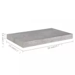 4 db betonszürke MDF lebegő fali polc 50 x 23 x 3,8 cm